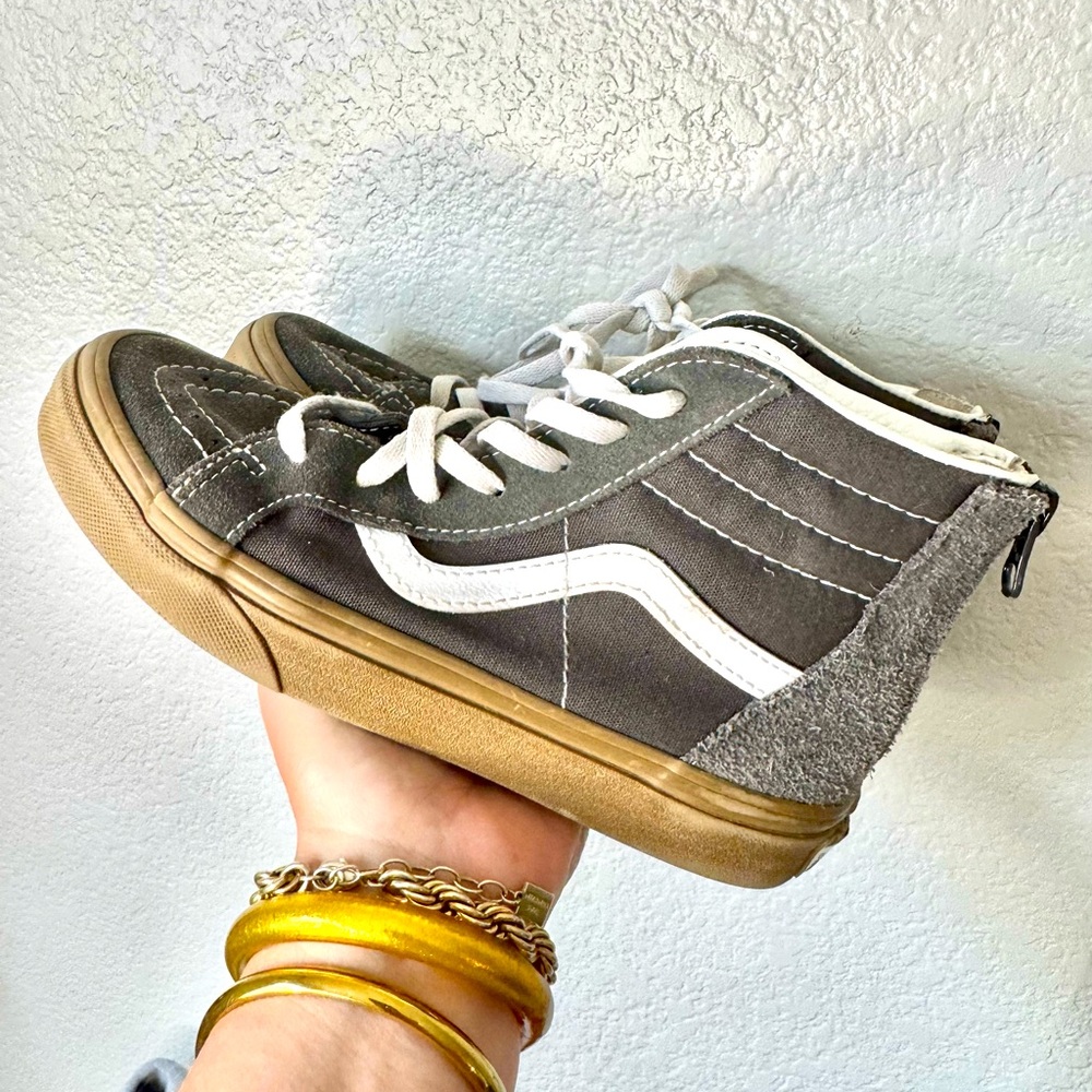 Boys Suede Combo Olive Green Vans Zip up back